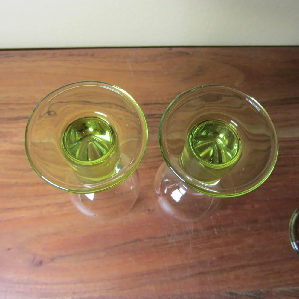 3 oz green clear glasses crate & barrel bormioli rocco Limoncino (H224)